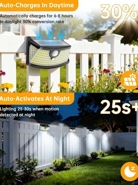6-Pack Solar Motion Sensor Lights - 120 LEDs, IP65 Waterproof, Daylight White - Picture 5 of 7